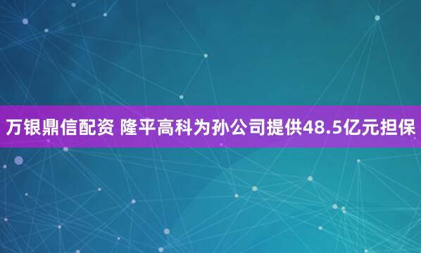 万银鼎信配资 隆平高科为孙公司提供48.5亿元担保